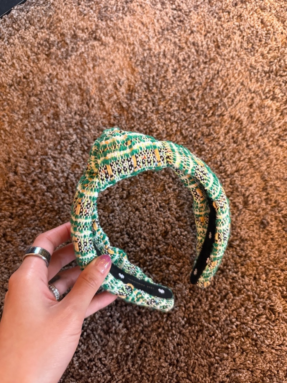 NWOT Lele Sadoughi green tweed knot Headband